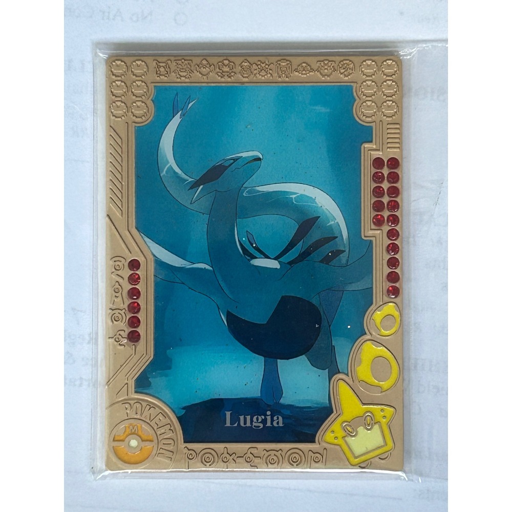 Pokemon Lugia Gold Metal Collectible Card Unisex Standard Gold Excellent